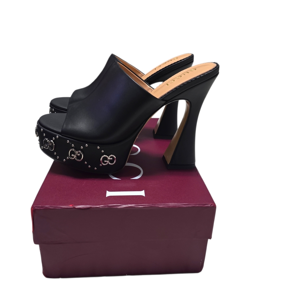 Gucci Janaya Embellished Leather Platform Mules EU 40 Sz 9 - Picture 3 of 7